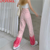 2022 Summer High Waist Women's Jeans Patchwork Retro Harajuku Gradient Color Pants Cotton Denim Trousers Big S-4xl