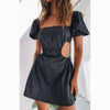 2022 Summer  Dress Sexy Short Sleeve Halter Pure Color Lace Puff Sleeve Short dress vestido de mujer сарафаны женские летние