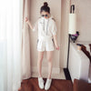 2023 Summer Women's Hooded Short Sleeve Suit Korean Leisure Cotton Loose Large Sports Girl Two Piece Set  P005