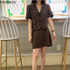 2022 Summer Outfits Office Lady Design Women Chic Korea Single Breasted Button Crop Tops Solid Short Coat Blazers