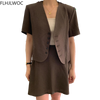 2023 Summer Outfits Office Lady Design Women Chic Korea Single Breasted Button Crop Tops Solid Short Coat Blazers