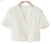 2023 Summer Outfits Office Lady Design Women Chic Korea Single Breasted Button Crop Tops Solid Short Coat Blazers