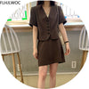 2022 Summer Outfits Office Lady Design Women Chic Korea Single Breasted Button Crop Tops Solid Short Coat Blazers