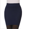 2023 Summer Pencil Skirts Pinstripe Elastic Women Ladies Slim Bodycon Folding Design Short Patterns Skirt