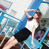 2023 Summer Pencil Skirts Pinstripe Elastic Women Ladies Slim Bodycon Folding Design Short Patterns Skirt