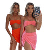2023 Summer Pleated Bodysuit Set Women Two Piece Halter Wrap Cropped Split Camis Skirt Suits Sets Woman Pink Orange Black