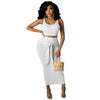 2023 Summer Sexy Knitted Bodycon Long Dress Sets Pink 2 Piece Skirt Set for Women Elegant Vacation Outfits Female Clothing