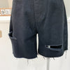 2022 Summer Short Jeans Korean Style Retro Tattered Denim Shorts Women's Loose High Waist Black Wide-Leg Pants Cropped Pants