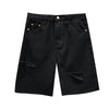 2022 Summer Short Jeans Korean Style Retro Tattered Denim Shorts Women's Loose High Waist Black Wide-Leg Pants Cropped Pants