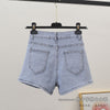 2022 Summer Short Jeans Pearl Cute Three-Dimensional Bow Denim Shorts Women's Elastic Waist Diamond Beaded Wide-Leg Pants