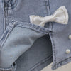 2022 Summer Short Jeans Pearl Cute Three-Dimensional Bow Denim Shorts Women's Elastic Waist Diamond Beaded Wide-Leg Pants