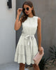2022 Summer Sweet Pleated Dress A-Line Women Sashes Dress Sleeveless Pure Color Mini Sundress Female Beach Dress Vestido Verano