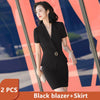 2022 Summer Two Piece Set Women Suits Short Sleeve Blazer And Mini Skirt Elegant High Chic Lady 2 Piece Set Women blazer