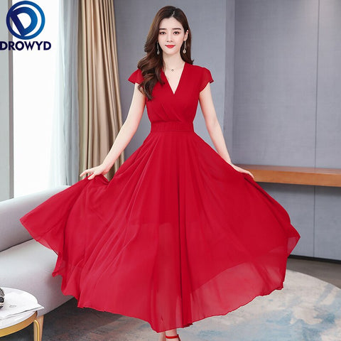 2022 Summer Vintage Boho Solid Sundress V-neck Chiffon Casual White Beach Midi Dress Women Bodycon Party Burgundy Maxi Vestidos