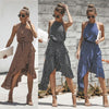 2022 Summer Vintage Women Polka dot Dresses Summer Ruffles Halter Irregular Lace Up Dress Sleeveless Dresses For Female Vestidos