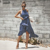 2022 Summer Vintage Women Polka dot Dresses Summer Ruffles Halter Irregular Lace Up Dress Sleeveless Dresses For Female Vestidos