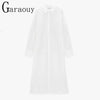 2022 Summer Women White Sexy Hollow Shirt Midi Dress Chic Embroidery Long Sleeve Solid Beach Dresses Ladies vestidos de mujer