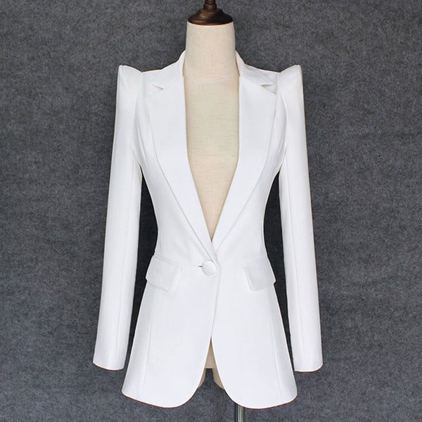 2023  Stylish Designer Blazer Women's Shrug Shoulder Single Button White Blazer Jacket