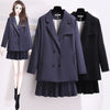 2023 Temperament Autumn Slim Suit Pleated Skirt Two-piece Suit Spring And Autumn Plus Size Women's Clothing Solid