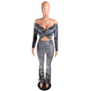 2023 Velvet Sexy Women Two Piece Slash Neck Crop Top + Pants Pleated Stacked Sportsuit Tracksuit Clothes For Women Outfit