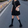 2022 Vintage for Women Spring and Summer Design Sense Niche French Style Abdomen-Control Black Elegant Shirt Dress