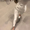 2022 White Pencil Pants Woman Skinny Jeans High Waist Chic Elastic Denim Pants Female Korean Summer Mom Y2k Jeans Woman Bottoms