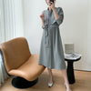 2022 Winter Safari Style Trench Dress Women Casual Long Sleeve Outwear Office Lady Midi Shirt Dress Party One Piece Dress Korea