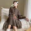 2022 Winter Safari Style Trench Dress Women Casual Long Sleeve Outwear Office Lady Midi Shirt Dress Party One Piece Dress Korea