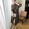 2022 Winter Safari Style Trench Dress Women Casual Long Sleeve Outwear Office Lady Midi Shirt Dress Party One Piece Dress Korea
