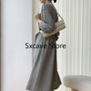 2022 Winter Safari Style Trench Dress Women Casual Long Sleeve Outwear Office Lady Midi Shirt Dress Party One Piece Dress Korea