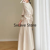 2022 Winter Safari Style Trench Dress Women Casual Long Sleeve Outwear Office Lady Midi Shirt Dress Party One Piece Dress Korea