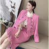 2022 Winter Women Woolen Tweed Jacket And Pencil Skirt Suits Formal Office Lady Two Piece Outfits Double Breasted Outerwear