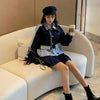2022 Woman Spliced Blazer Pleated Skirts Blue Blazers Mini Skirt Suit Ruffles Women Suits Clothing Sets Elegant Harajuku