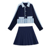 2022 Woman Spliced Blazer Pleated Skirts Blue Blazers Mini Skirt Suit Ruffles Women Suits Clothing Sets Elegant Harajuku