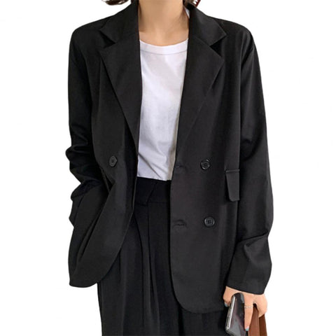 2023 Women Blazer Double Breasted Lapel Long Sleeve Thin Blazer Cardigan Suit Coat Wedding Prom Party Suit Coat XL