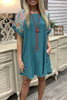 2022 Women Cotton and Linen Floral Stitching Round Neck Short-sleeved  Dress Summer Lady Dress