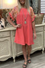 2022 Women Cotton and Linen Floral Stitching Round Neck Short-sleeved  Dress Summer Lady Dress