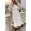 2022 Women Cotton and Linen Floral Stitching Round Neck Short-sleeved  Dress Summer Lady Dress