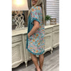 2022 Women Cotton and Linen Floral Stitching Round Neck Short-sleeved  Dress Summer Lady Dress