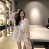 2022 Women 2 Piece Skirt Set Chic Elegant Blazer Solid Temperament Half-length Skirt Two Piece Set Fall Women Tide Suit