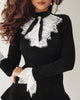 2022 Women Elegant Sexy Long Sleeve Lace Bell Sleeve Ruffle Dress OL Classic Romantic Patchwork Mini Dress