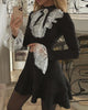 2022 Women Elegant Sexy Long Sleeve Lace Bell Sleeve Ruffle Dress OL Classic Romantic Patchwork Mini Dress
