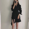 2023 Women Long Outwear Jacket Sashes Fall OL Korean Solid Blazers British Style Elegant Black Beige Blazer Coat