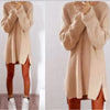 2022 Women Long Sleeve Autumn Winter Knitted Zippers Side Jumper Sweater Dress Loose Tunic Baggy Dresses