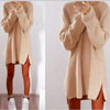 2022 Women Long Sleeve Autumn Winter Knitted Zippers Side Jumper Sweater Dress Loose Tunic Baggy Dresses