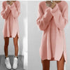2022 Women Long Sleeve Autumn Winter Knitted Zippers Side Jumper Sweater Dress Loose Tunic Baggy Dresses