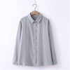2023 Women Shirts Flannel Tops And Blouses Cotton Lady Long Sleeve Solid Color Office Work White Clothes Woman Blouses