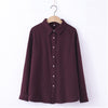 2023 Women Shirts Flannel Tops And Blouses Cotton Lady Long Sleeve Solid Color Office Work White Clothes Woman Blouses