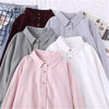 2023 Women Shirts Flannel Tops And Blouses Cotton Lady Long Sleeve Solid Color Office Work White Clothes Woman Blouses