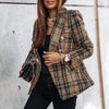 2023 Women Spring-Autumn Vintage Tweed Suit Elegant Plaid Women Blazer Coat Causal Long Sleeve Double Breasted Tweed Coat Short